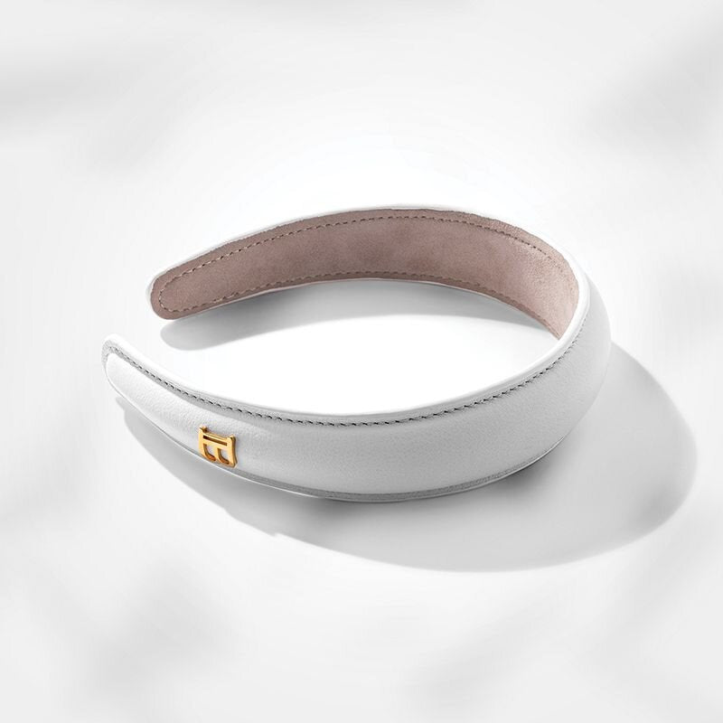 Limited Edition White Leather Puffed Headband FW24